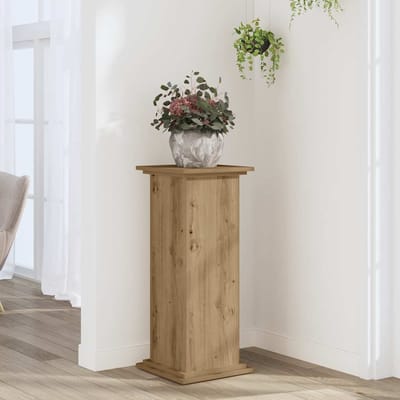 vidaXL - Plantenstandaard - 33x33x80 - cm - bewerkt - hout - artisanaal - eikenkleur