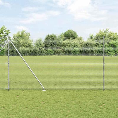 vidaXL - gelast - draadhek - met - grondpennen - 10 - x - 1,5 - m - Gegalvaniseerd - staal