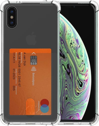 Smartphonica Telefoonhoesje Geschikt voor iPhone X/Xs met Pasjeshouder Doorzichtig Siliconen - Transparant TPU Shockproof Backcover Case with Card Slot geschikt voor Apple iPhone X/10;Apple iPhone Xs