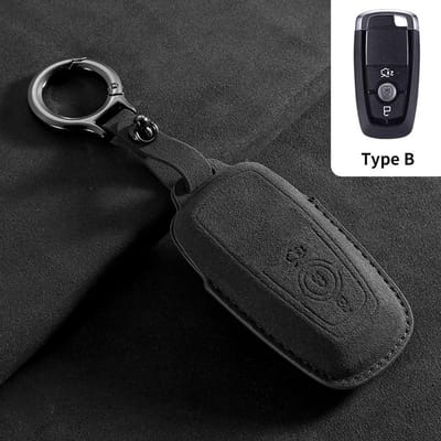 Suède Autoleutelhoesje Voor Ford Maverick Focus Edge Explorer Everest Fusion Mondeo Mustang Raptor Bronco Ranger Ka Fiesta Kuga