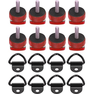 8 Pièces Attaches à Démontage Rapide Écrous à Vis Moletées Aluminium Billet Boulons Hard Top avec 8 Anneaux de Traction pour Bronco 2 portes 4 portes 2021 rouge
