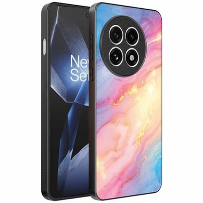 Geschikt voor OnePlus 13R Telefoonhoesje met Regenboog Glitter Marmer Opdruk - TPU Backcover Case Rainbow Glitter Marble Design - Smartphonica geschikt voor OnePlus 13R