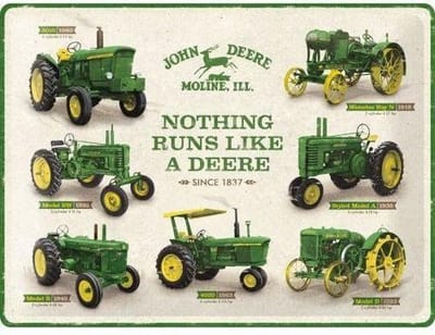 Wandbord - John Deere models -30x40-