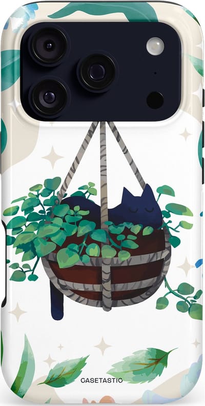 Casetastic hoesje geschikt voor Apple iPhone 17 Pro - MagSafe - Dubbellaagse bescherming - Hangkat - Fashion Case - Lichtgrijs Wit Turquoise Saliegroen