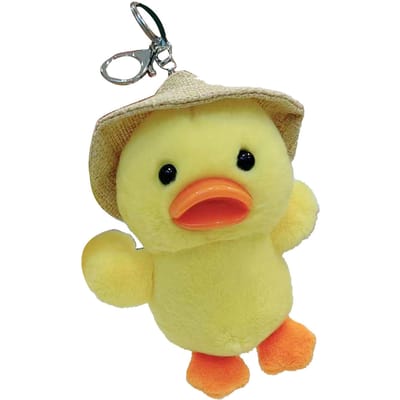 Pluche Eend Sleutelhanger Schattig Fijne Afwerking Zachte Knuffel Eend Sleutelhanger Hanger voor Tas Rugzak Hoed beige