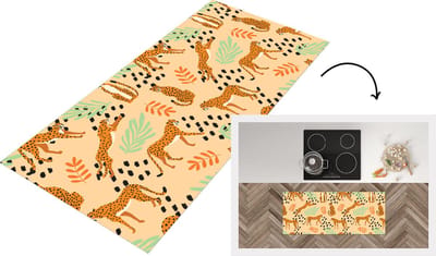 Keukenloper - Loper keuken - Patroon - Jachtluipaard - Bladeren - 120x50 cm - Keukenloper vinyl
