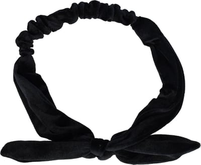 Haarsoires Haarband Knoop 6cm – Strikje met IJzerdraad – Effen Kleur – Velvet stof – Zwart