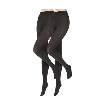 Sarlini - Dames 2x2 rib - Modal panty - 2-Pak - Antraciet Melange / S/M
