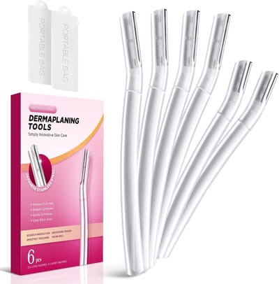 Professioneel Dermaplaning Tool voor Vrouwen - Gezichts- en Wenkbrauwontharing, Exfoliatie en Verzorging (6 Stuks)