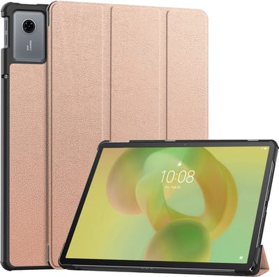 Hoes - Geschikt voor Lenovo Idea Tab - Dun & Stevig - Trifold Bookcase - Hard Cover - Hardcover Book Case - Tablet Hoesje - Rosé goud