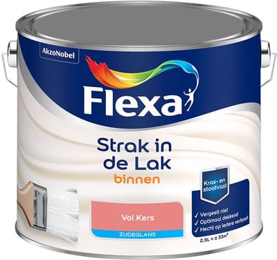 Flexa - Strak In De Lak Binnenlak Zijdeglans - Vol Kers - Mengverf - 2,5 L