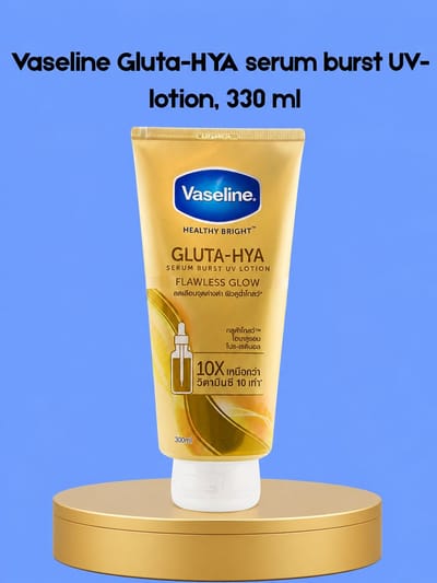 Vaseline Gluta-HYA Serum Burst UV Lotion – 330 ml – Verhelderende & Hydraterende Body Lotion – Verminderde Donkere Vlekken, Egaliseert de Huidtint & geselecteerde UV-bescherming – Voor een Gladde, Stralende & Gezonde Huid