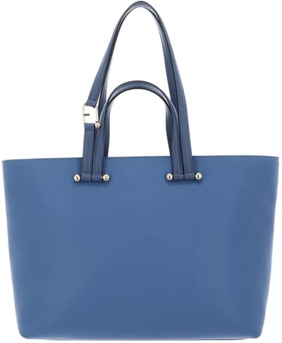 FURLA Leren Schoudertas Handtas Duetto Tote Denim + Denim Blauw