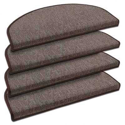 FLOORDIREKT Trapmat London - Zelfklevend & Antislip - Set Van 15 - Lichtbruin - 23,5 x 65 cm - Halfrond