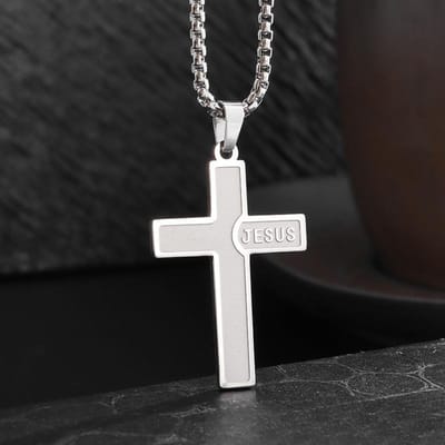 Nouvelle Chaîne de Cou Homme Croix en Acier Inoxydable Européenne et Américaine Pendentif en Acier Titane Article Bijou