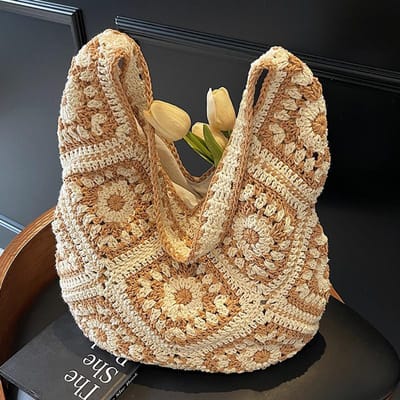 Geweven Tas Dames Nieuwe Vakantie Stro Geweven Tas Dames Stijl brown