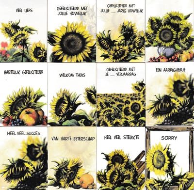 Bloemenkaartjes - 300 Stuks – Zonnebloemen - Minikaartjes – 5 x 6.5 cm - Bloemist - Kadootjes – BK-026