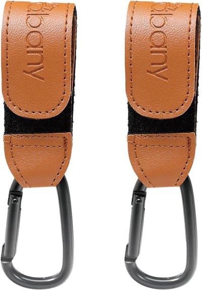 Kinderwagen Haken - Universele Houders - Handen Vrij - Verstelbare Klittenband - 25 kg Draaglast - Bruin