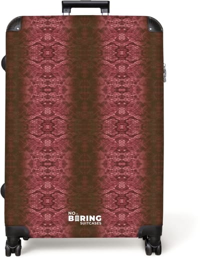 NoBoringSuitcases.com® - Koffer groot - Reiskoffer lichtgewicht - Roodbruin slangenhuid met symmetrische schubstructuur - Rolkoffer met 4 wielen - Grote trolley XL - 98 liter bagage