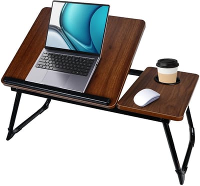 Dailygoods- Klaptafel 55,5 x 32 x 25 cm - Bedtafel - Verstelbaar tafelblad - Bekerhouder - Muziekstandaard - Hoogwaardige materialen