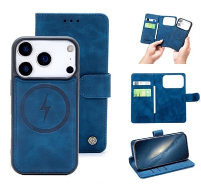 Casemania – Bookcase 2-1 MagSafe – iPhone 17 Pro Blauw