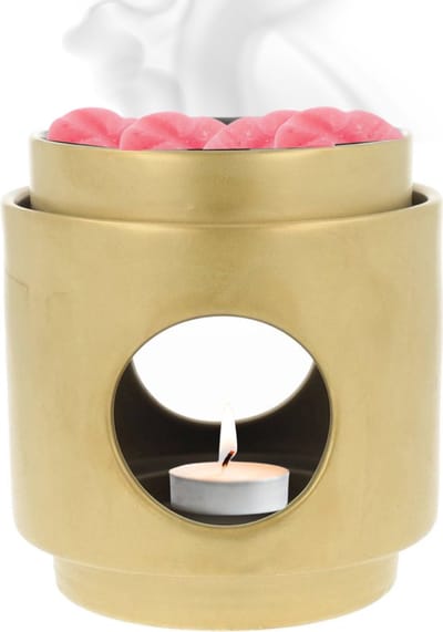 Scentchips® Dome L - Waxbrander - Geurbrander - Amberblokjes Brander - Oliebrander - Wax Melts Brander - Aromabrander - Ook Geschikt Voor Essentiële Oliën - Geurolie - Waxmelts - Goud