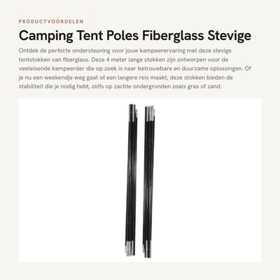 Dailygoods- Stang 4M - Glasvezel - Opvouwbaar - Steunstangen - Tentstokken - Duurzaam, lichtgewicht, hittebestendig - Tentstok