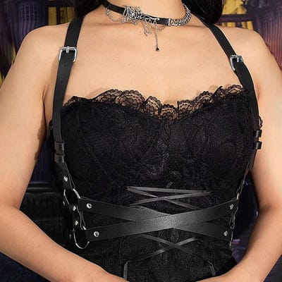 Ceinture grande taille pour femme Ceinture de taille gothique Harnais de poitrine Harnais corporel Sangle dorsale Cadeau de Saint-Valentin Ceinture tendance pour femme S beige