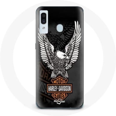 Coque - Harley Davidson - Galaxy A20 - Souple - Noir - Aigle logo