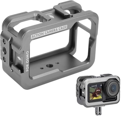 Allecto - Beschermhoes voor Camera - Behuizing Shell Case - Zilver-wit - Beschermende Kooi met 2 Cold Shoe - Voor Actiecamera - Aluminiumlegering