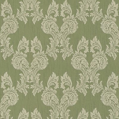 Textiel look behang Profhome 956304-GU textiel behang gestructureerd in textiel look mat groen 5,33 m2
