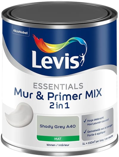 Levis - Essentials Mur & Primer Mix - Shady Grey A40 - Mengverf - 1 L