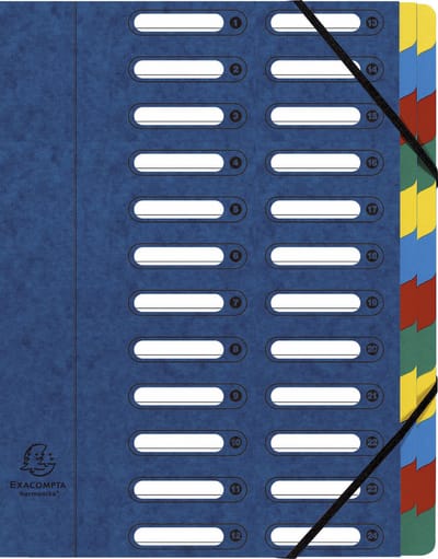 Exacompta 4x Sorteermap HARMONIKA® met uitrekbare rug en uitgesneden vensters - 24 indelingen - Blauw - 55242E