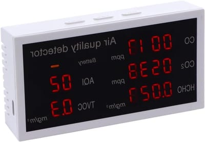 Luchtkwaliteit Tester - CO2 Meter - Binnenlucht Meten - 5-in-1 Functie - Compact Formaat - Wit