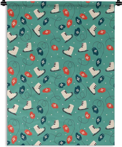 Wandkleed - Wanddoek - Schaatsen - Winter - Patronen - 150x200 cm - Wandtapijt
