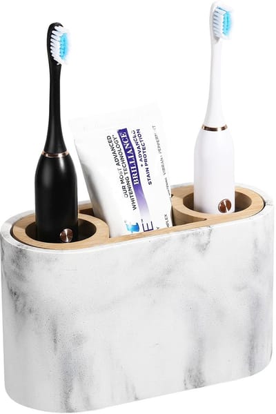 Dailygoods - Tandenborstelhouder - Badkamer Organizer - Hoogwaardige Kwaliteit - Gravelwit - Tandenborstel Organizer - Geschikt voor Elektrische Tande...