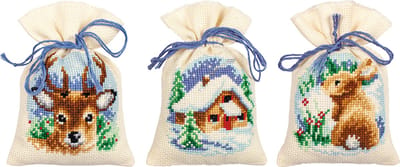 Vervaco - Kruidenzakje kit - Kerst - Wintertijd set van 3 - PN-0147068 - Borduren - Borduurpakket - Borduurpakket volwassenen - Borduurpakket kind