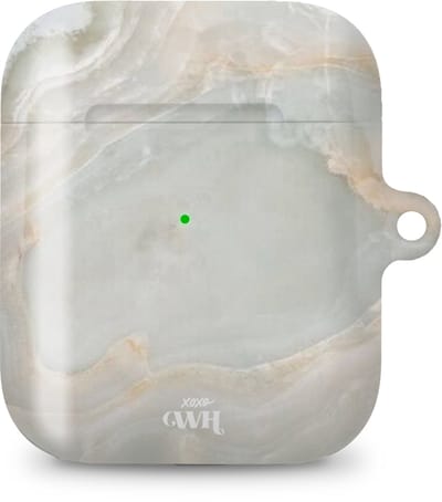 xoxo Wildhearts hoesje geschikt voor Airpods 1/2 - Marble Green Illusion - Ook als telefoonhoesje verkrijgbaar - schokbestendige case geschikt voor Airpod 1 en 2 - koptelefoon case - Beschermhoes met marmerprint - marmer look - groen