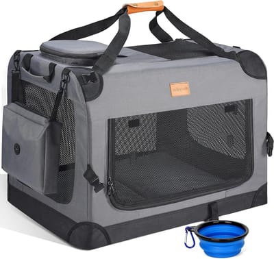 Draagbare Hondenkrat - Reismand Honden - Veilig Vervoer - Opvouwbaar Design - Tot 12 kg - Grijs