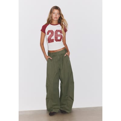 Stradivarius T-shirt met korte mouw en print  Donkerrood XL