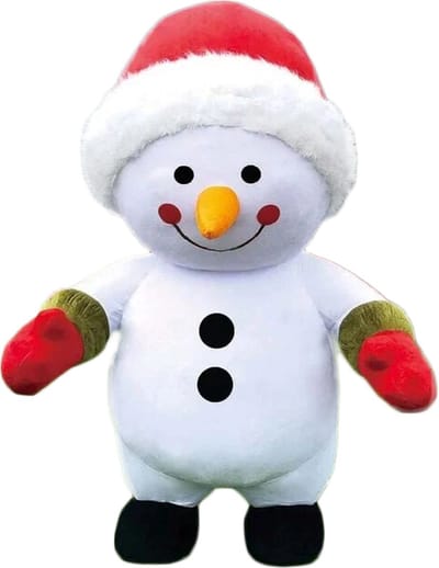 KIMU® Groot Opblaas Kostuum Sneeuwpop - 2 Meter Opblaasbaar Pak Wit - Mega Sneeuwpoppak Mascotte Opblaaspak - Super Opblaasbare Winter Festival