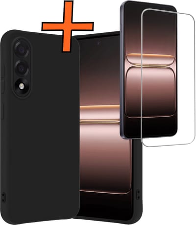 Hoes - Met Screenprotector - Geschikt voor OnePlus Nord 5 - Sterk & Shockproof - Back Cover - Siliconen Case - Telefoon Hoes - Zwart