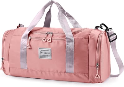 SnelShoppen - Dames Sporttas 28L - Waterproof Gymtas met Nat Compartiment en Schoenenvak - Reistas voor Weekend en Handbagage - Roze 53x22x24 cm