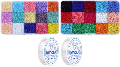 Behave Glaskralen Set 30.000 Stuks — Rocailles 2 mm — 30 Kleuren Pastel & Fel + Rijgdraad
