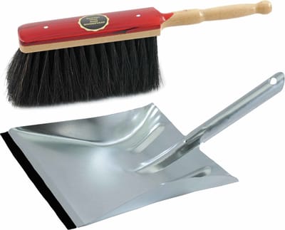 Sorex Stoffer en blik set - zilver/rood - van verzinkt metaal - inclusief lip - voor binnen