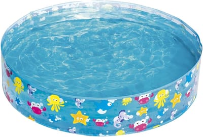 Peuter zwembad met glijbaan - Strandthema - Bestway FillN Fun Sparking Sea kinderbadje 122 x 25 cm Peuter zwembad met glijbaan