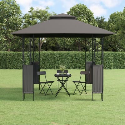 vidaXL - Prieel - met - dak - 300x300x270 - cm - staal - antracietkleurig
