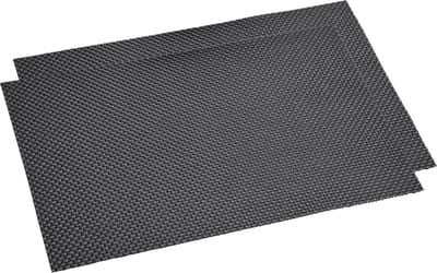 Kesper tafel placemats/onderleggers - 2x - zwart - 29 x 43 cm - Diner/Ontbijt - kunststof - geweven
