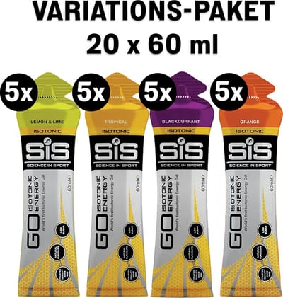 Science in Sport - SiS Go Isotonic Energiegel - 20x60 ml - Variatie pack bundel - Lemon & lime, Tropical, Orange, Blackcurrant & Apple