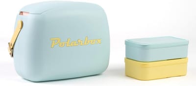 Koeltas lunchbox 6 liter blauw met gele containers geïsoleerd lichtgewicht draagtas voor werk school picknick